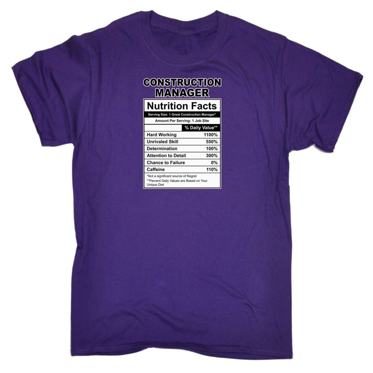 Construction Manager Nutrition Facts - Mens Funny T-Shirt Tshirts - 123t Australia | Funny T-Shirts Mugs Novelty Gifts