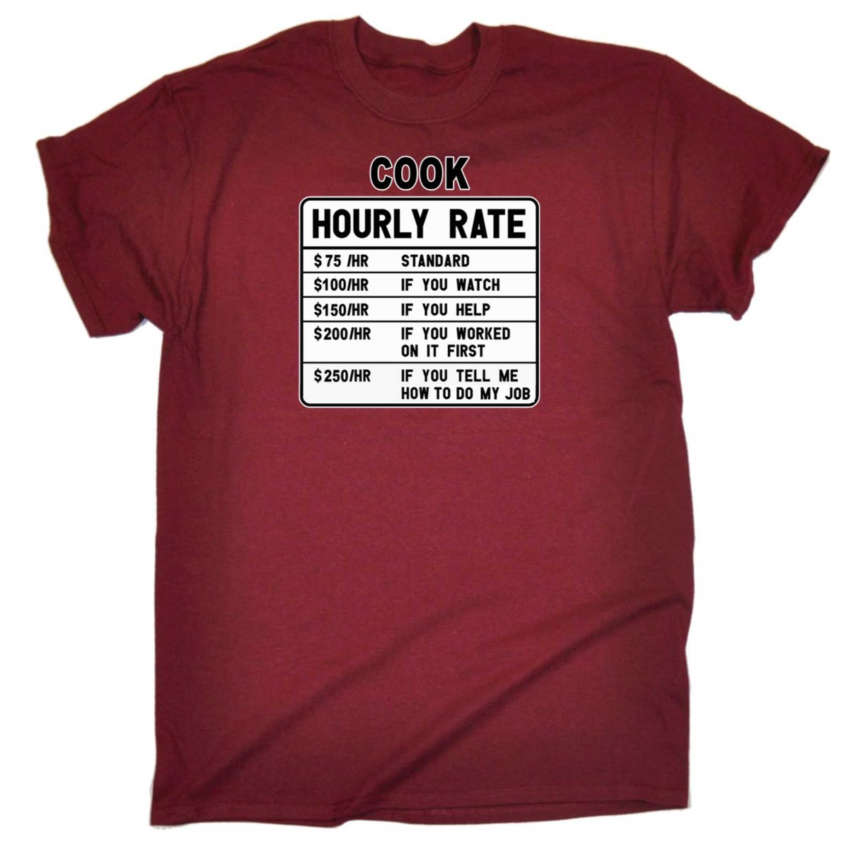 Cook Hourly Rate - Mens Funny T-Shirt Tshirts - 123t Australia | Funny T-Shirts Mugs Novelty Gifts