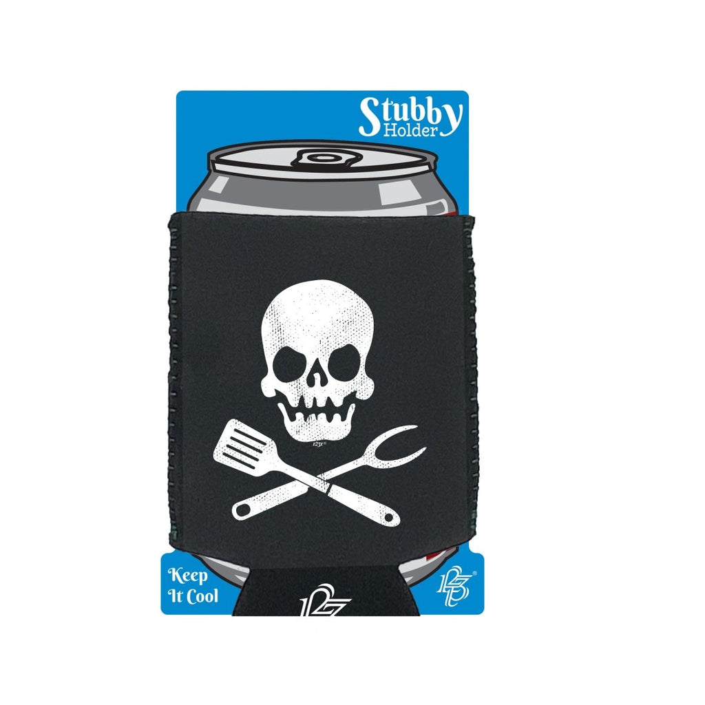 Cooking Skull Chef Kitchen - Funny Novelty Stubby Holder With Base - 123t Australia | Funny T-Shirts Mugs Novelty Gifts