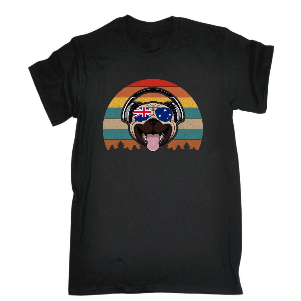 Cool Pug Headphones - Mens Funny T-Shirt Tshirts Tee Shirt - 123t Australia | Funny T-Shirts Mugs Novelty Gifts