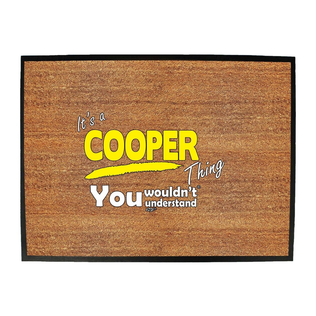 Cooper V1 Surname Thing - Funny Novelty Doormat Man Cave Floor mat - 123t Australia | Funny T-Shirts Mugs Novelty Gifts