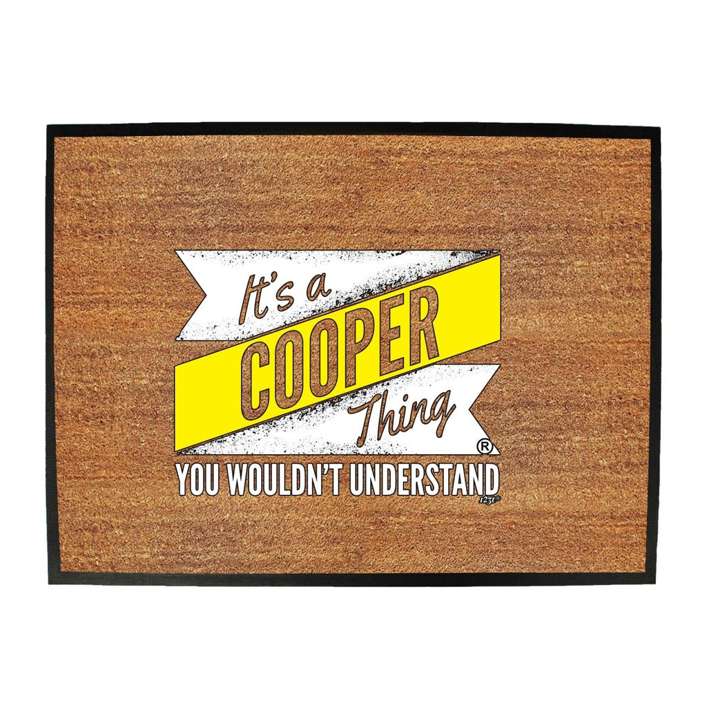 Cooper V2 Surname Thing - Funny Novelty Doormat Man Cave Floor mat - 123t Australia | Funny T-Shirts Mugs Novelty Gifts