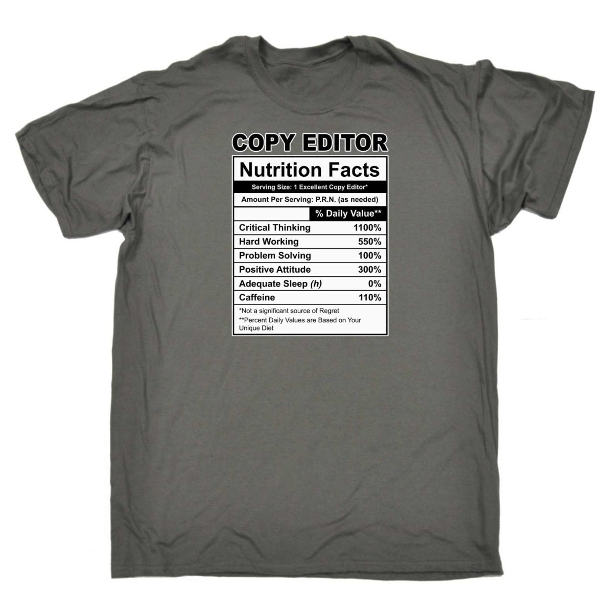 Copy Editor Nutrition Facts - Mens Funny T-Shirt Tshirts - 123t Australia | Funny T-Shirts Mugs Novelty Gifts