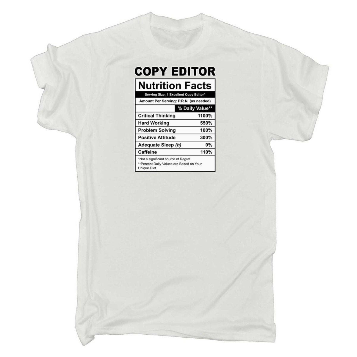 Copy Editor Nutrition Facts - Mens Funny T-Shirt Tshirts - 123t Australia | Funny T-Shirts Mugs Novelty Gifts