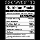 Copywriter Nutrition Facts - Mens Funny T-Shirt Tshirts - 123t Australia | Funny T-Shirts Mugs Novelty Gifts