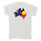 Country Outline Australia Aboriginal Flag Joined United As One - Mens Funny T-Shirt Tshirts - 123t Australia | Funny T-Shirts Mugs Novelty Gifts