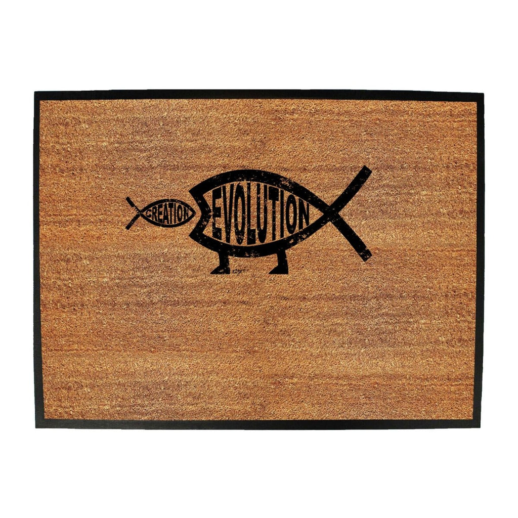 Creation Evolution Fish - Funny Novelty Doormat Man Cave Floor mat - 123t Australia | Funny T-Shirts Mugs Novelty Gifts