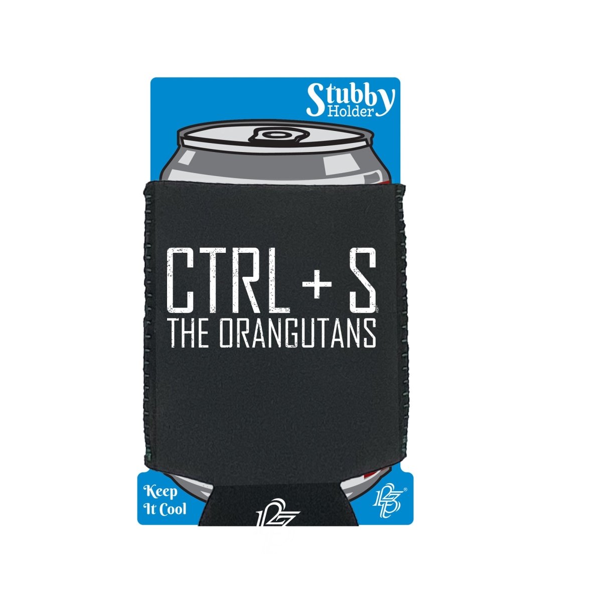 Ctrl S Save The Orangutans - Funny Novelty Stubby Holder With Base - 123t Australia | Funny T-Shirts Mugs Novelty Gifts