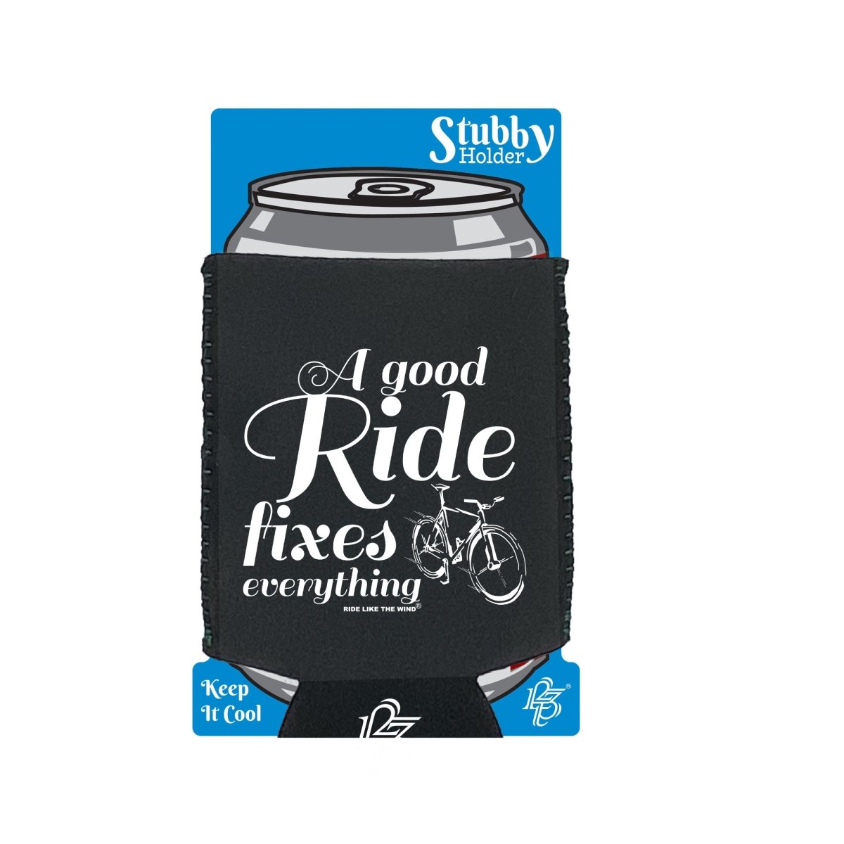 Cycling Rltw A Good Ride Fixes Everything - Funny Novelty Stubby Holder With Base - 123t Australia | Funny T-Shirts Mugs Novelty Gifts
