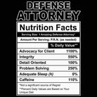 Defense Attorney Nutrition Facts - Mens 123t Funny T-Shirt Tshirts