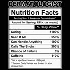 Dermatologist Nutrition Facts - Mens 123t Funny T-Shirt Tshirts