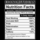 Econometrician Nutrition Facts - Mens 123t Funny T-Shirt Tshirts