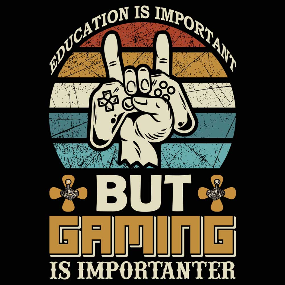 Education Is Important Gaming Gamer - Mens 123t Funny T-Shirt Tshirts