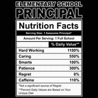 Elementary School Principal Nutrition Facts - Mens 123t Funny T-Shirt Tshirts