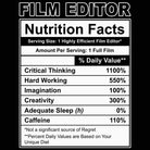 Film Editor Nutrition Facts - Mens 123t Funny T-Shirt Tshirts