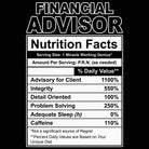 Financial Advisor Nutrition Facts - Mens 123t Funny T-Shirt Tshirts