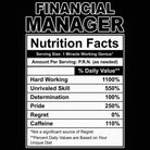 Financial Manager Nutrition Facts - Mens 123t Funny T-Shirt Tshirts