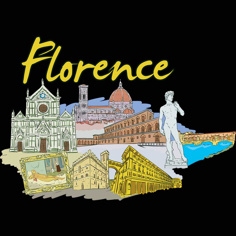 Florence Italy Country Flag Destination - Mens 123t Funny T-Shirt Tshirts