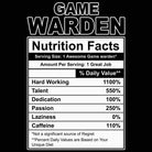 Game Warden Nutrition Facts - Mens 123t Funny T-Shirt Tshirts