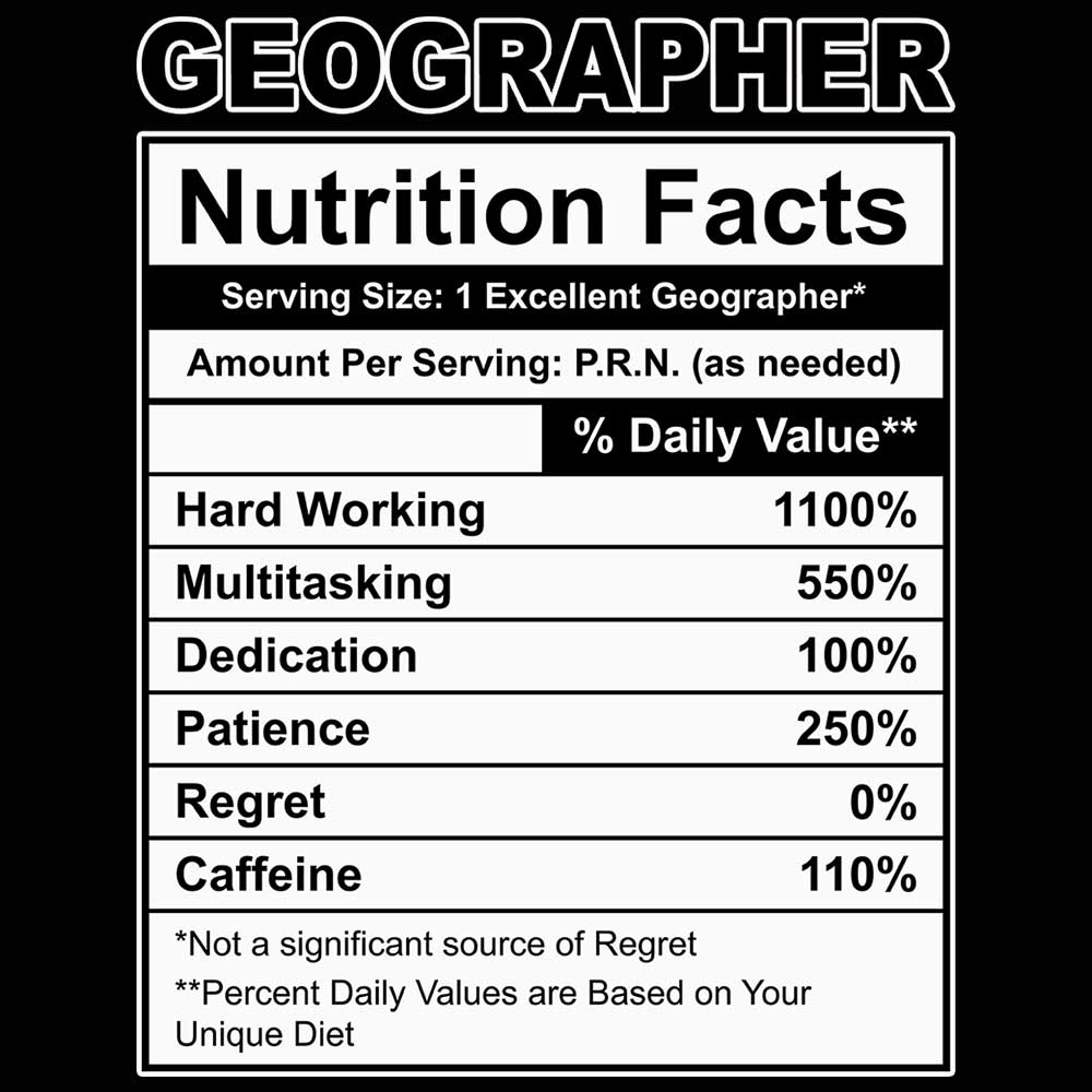 Geographer Nutrition Facts - Mens 123t Funny T-Shirt Tshirts