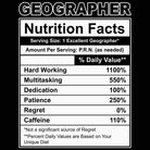 Geographer Nutrition Facts - Mens 123t Funny T-Shirt Tshirts