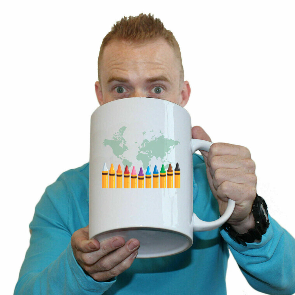 World Crayon Day Book School Teacher - Funny Giant 2 Litre Mug