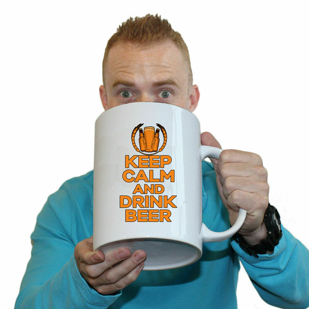 Keep Calm And Drink Beer Alcohol - Funny Giant 2 Litre Mug