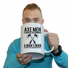 Axe Man Wood Splitting Strong And Determined - Funny Giant 2 Litre Mug