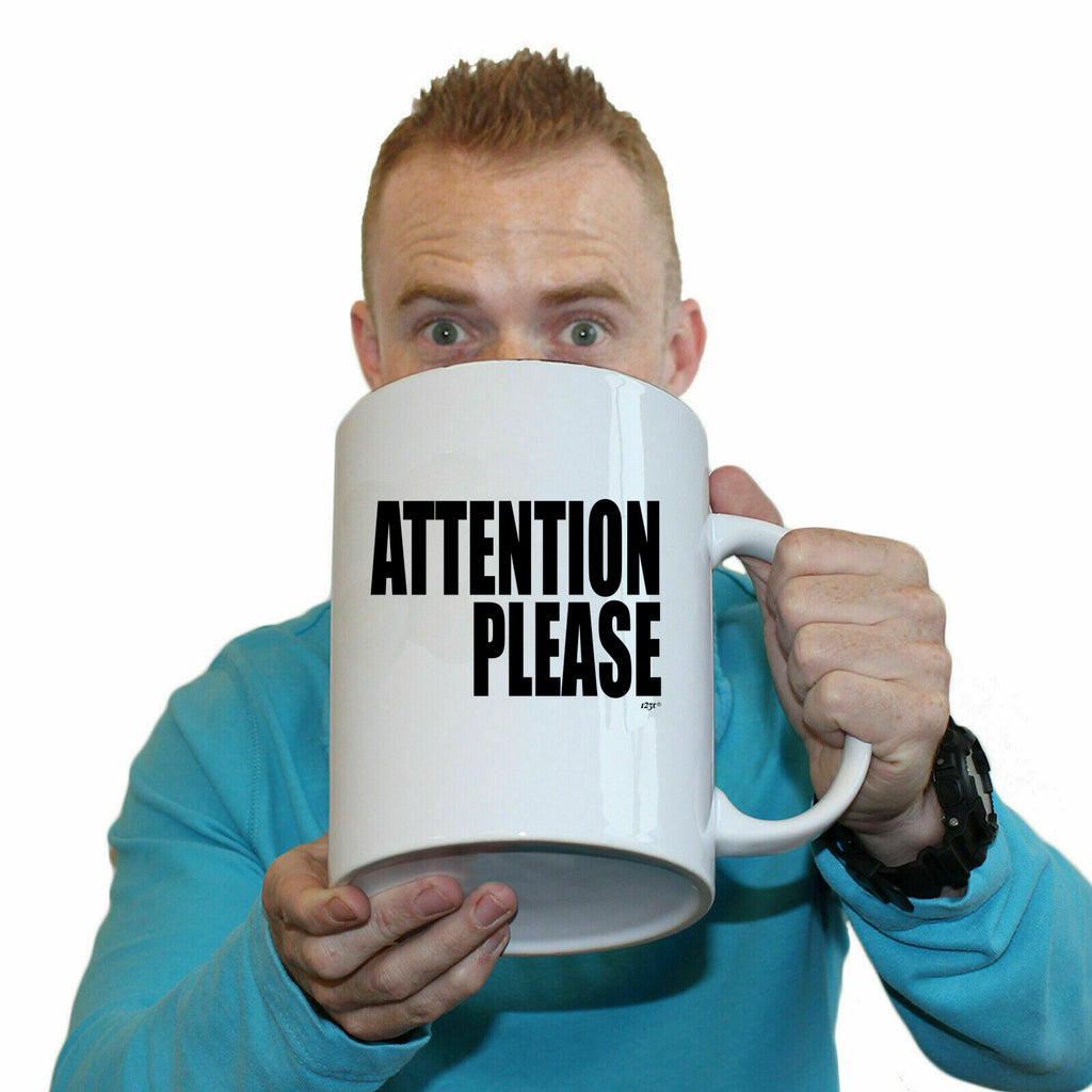 Attention Please White - Funny Giant 2 Litre Mug Cup