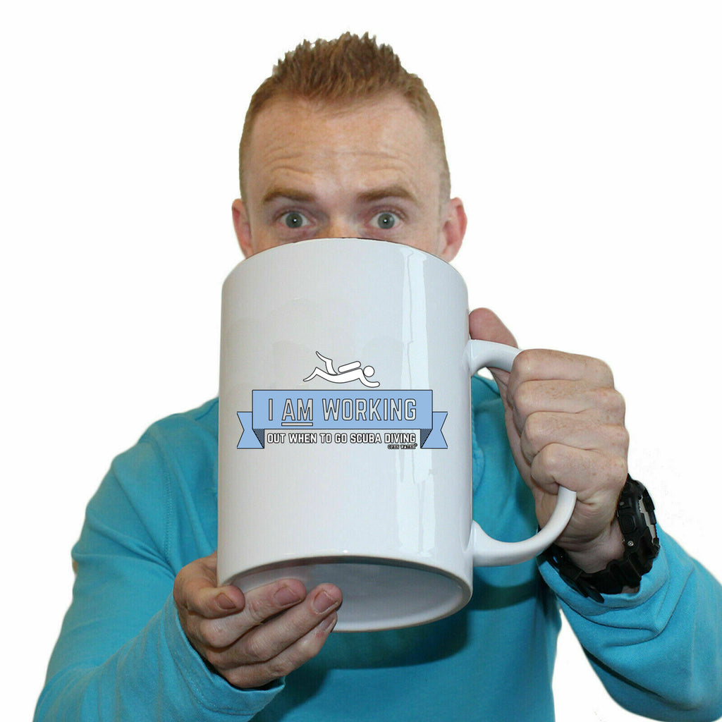 Ow I Am Working Out Scuba Diving - Funny Giant 2 Litre Mug