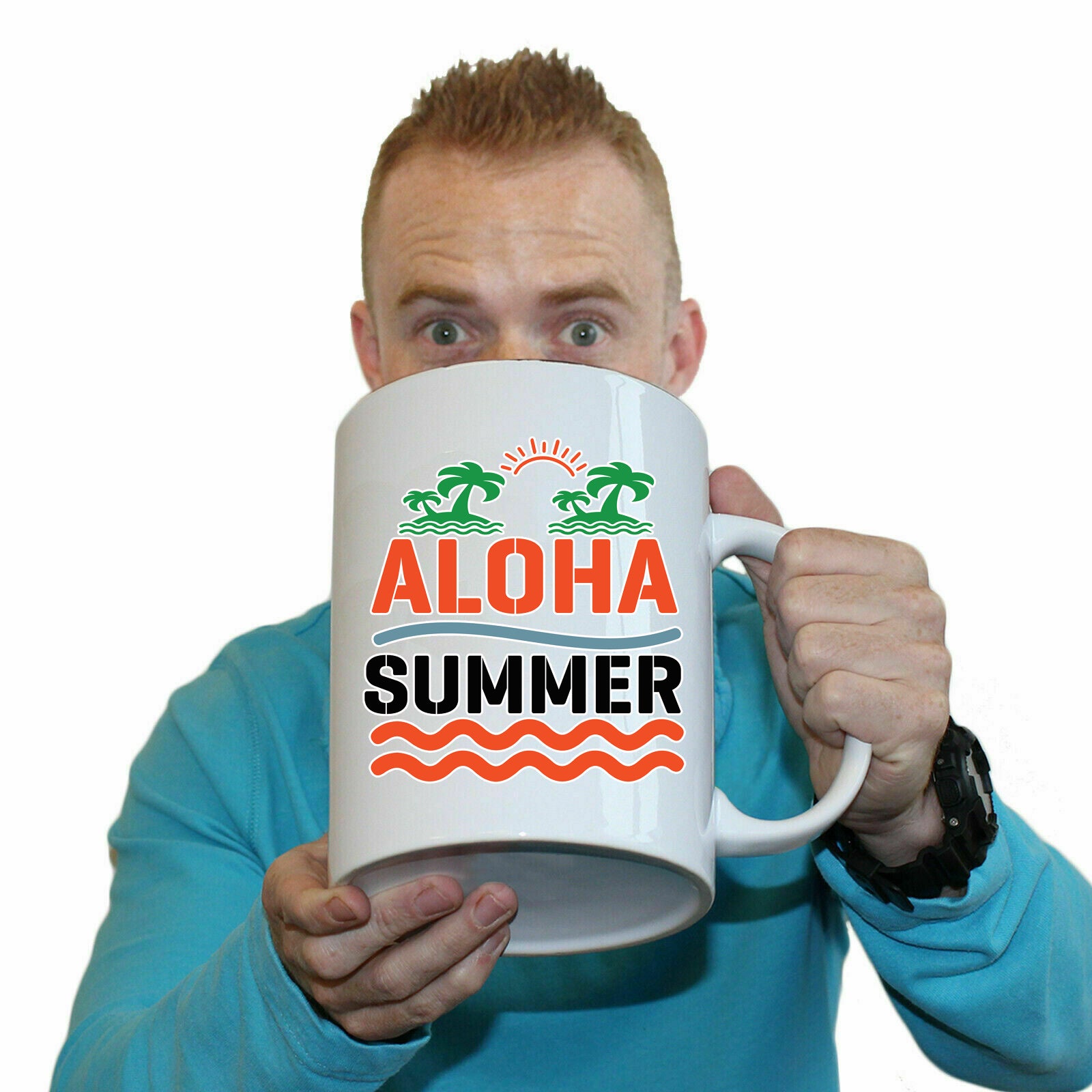 Aloha Summer Surfing Surf - Funny Giant 2 Litre Mug
