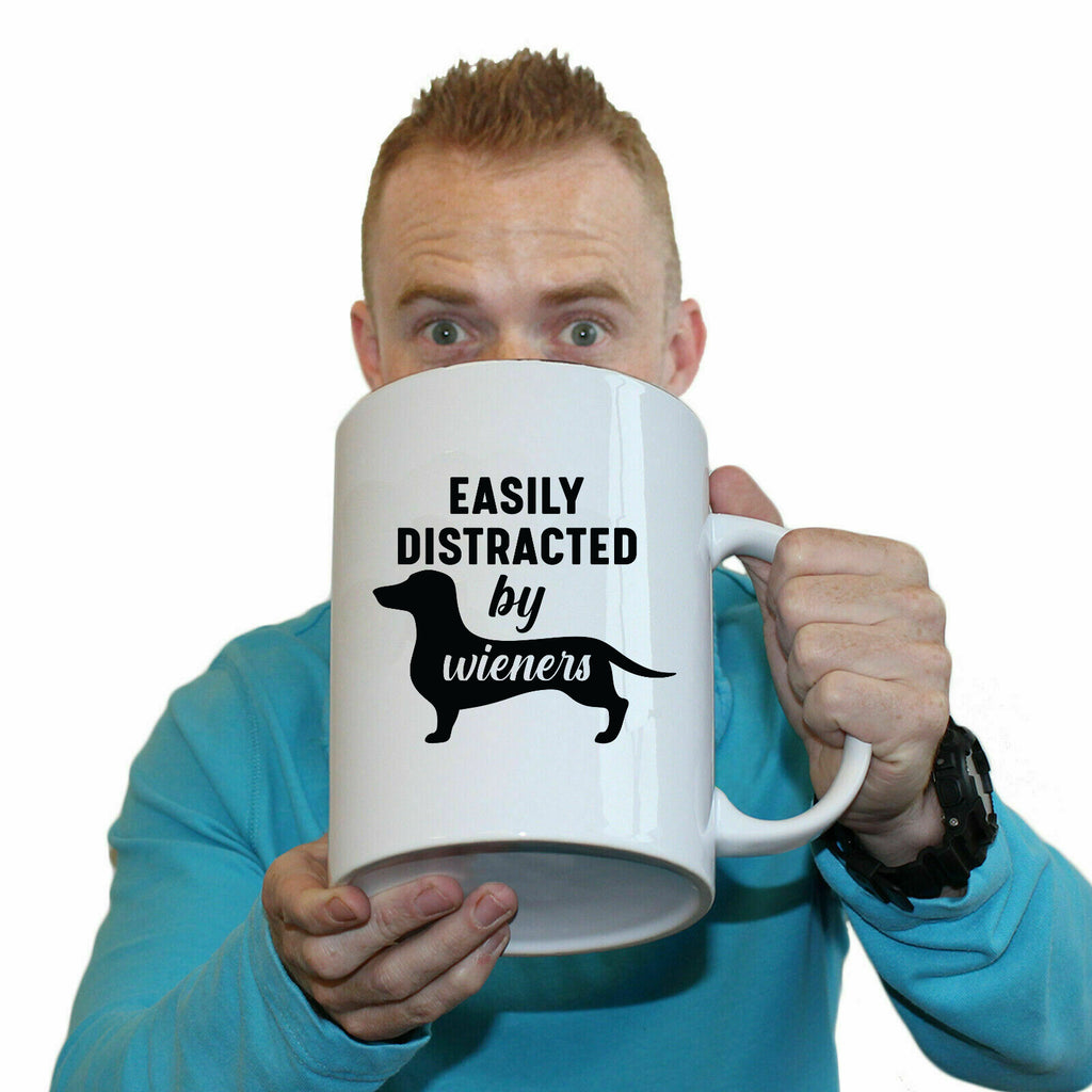 Easily Distracted By Wieners Dog Pet Animal Dogs - Funny Giant 2 Litre Mug