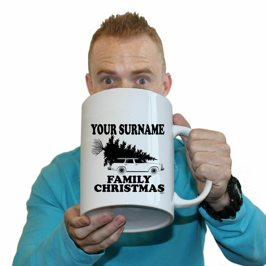 Family Christmas Your Surname Personalised - Funny Giant 2 Litre Mug