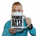 Frankie Says Relax 80S Retro Solid Black - Funny Giant 2 Litre Mug