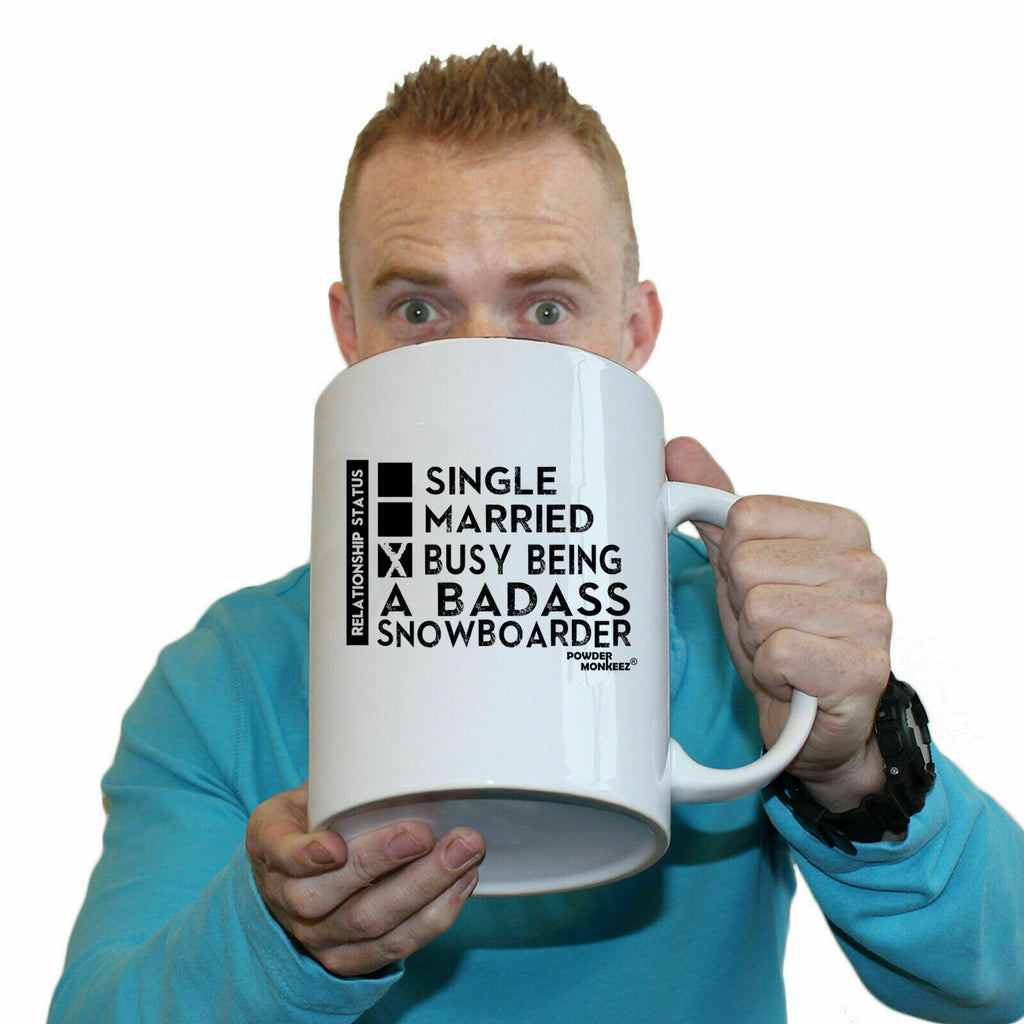 Pm Relationship Status Badass Snowboarder - Funny Giant 2 Litre Mug