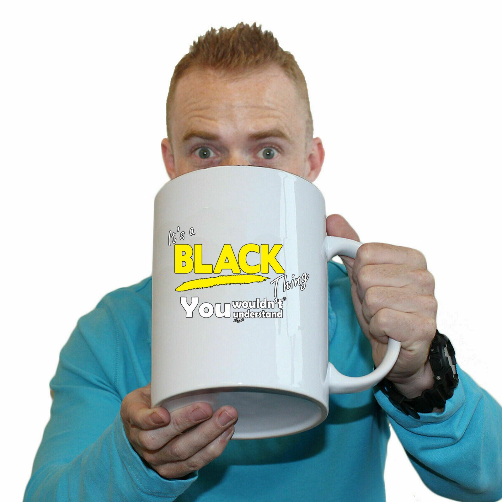 Black V1 Surname Thing - Funny Giant 2 Litre Mug Cup