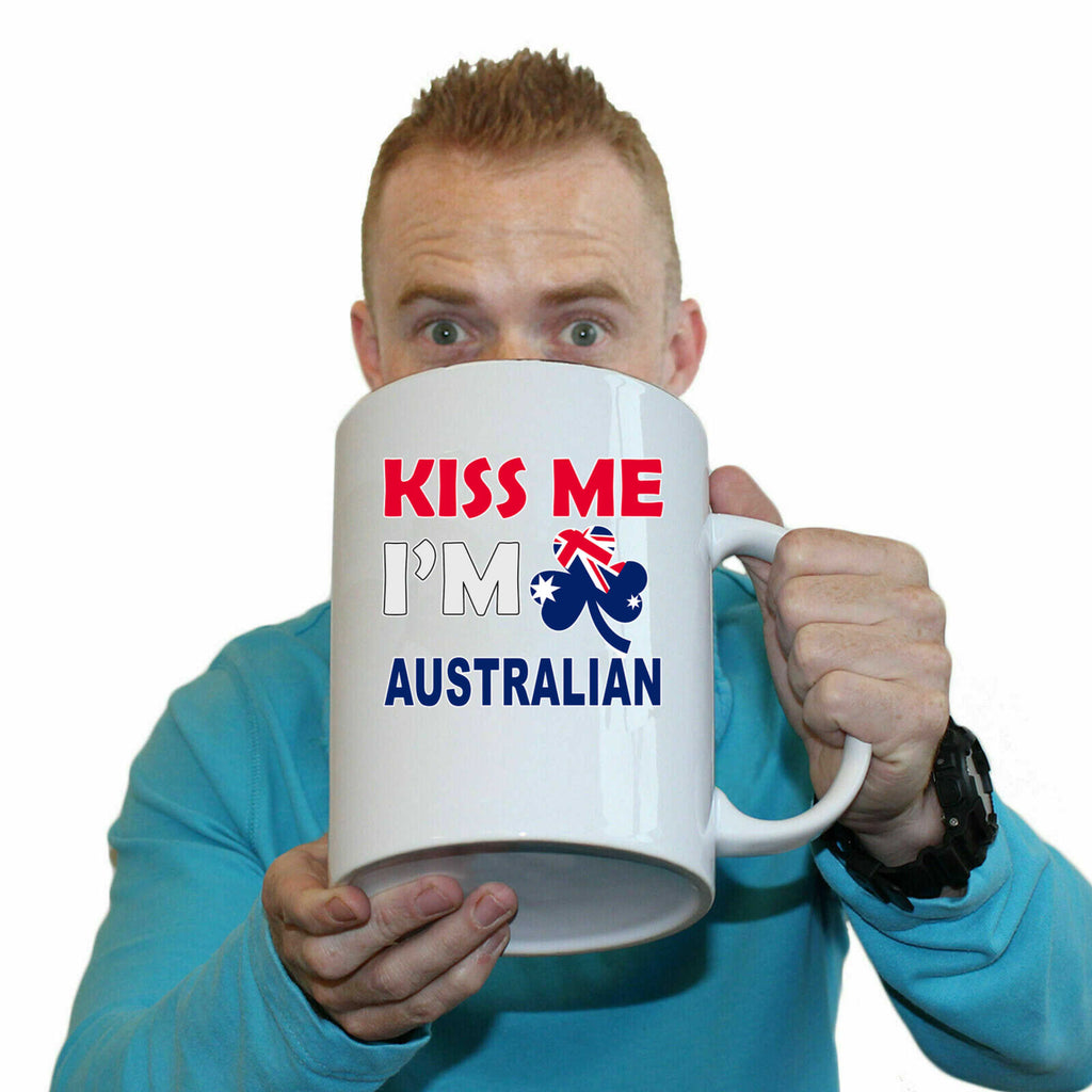 Kiss Me Im Australian Australia Flag Ozzie - Funny Giant 2 Litre Mug