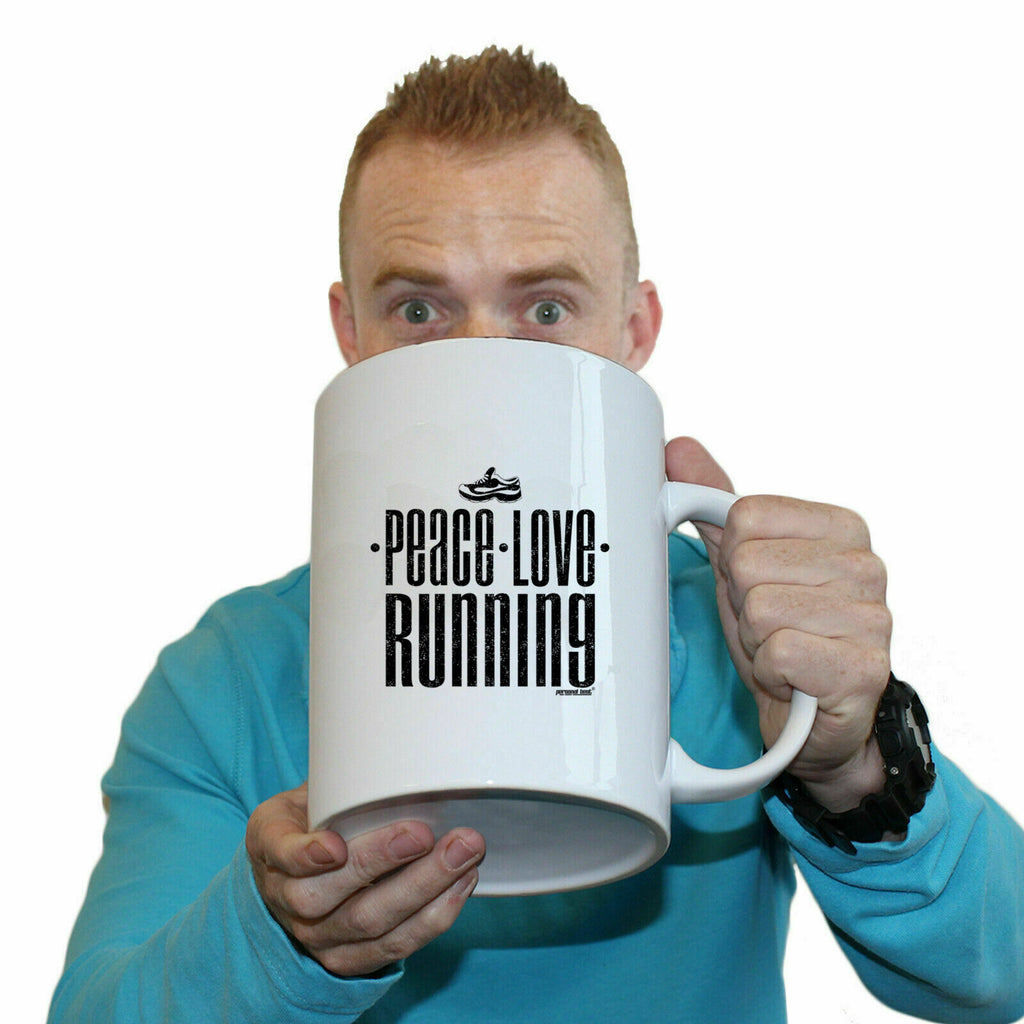 Pb Peace Love Running - Funny Giant 2 Litre Mug