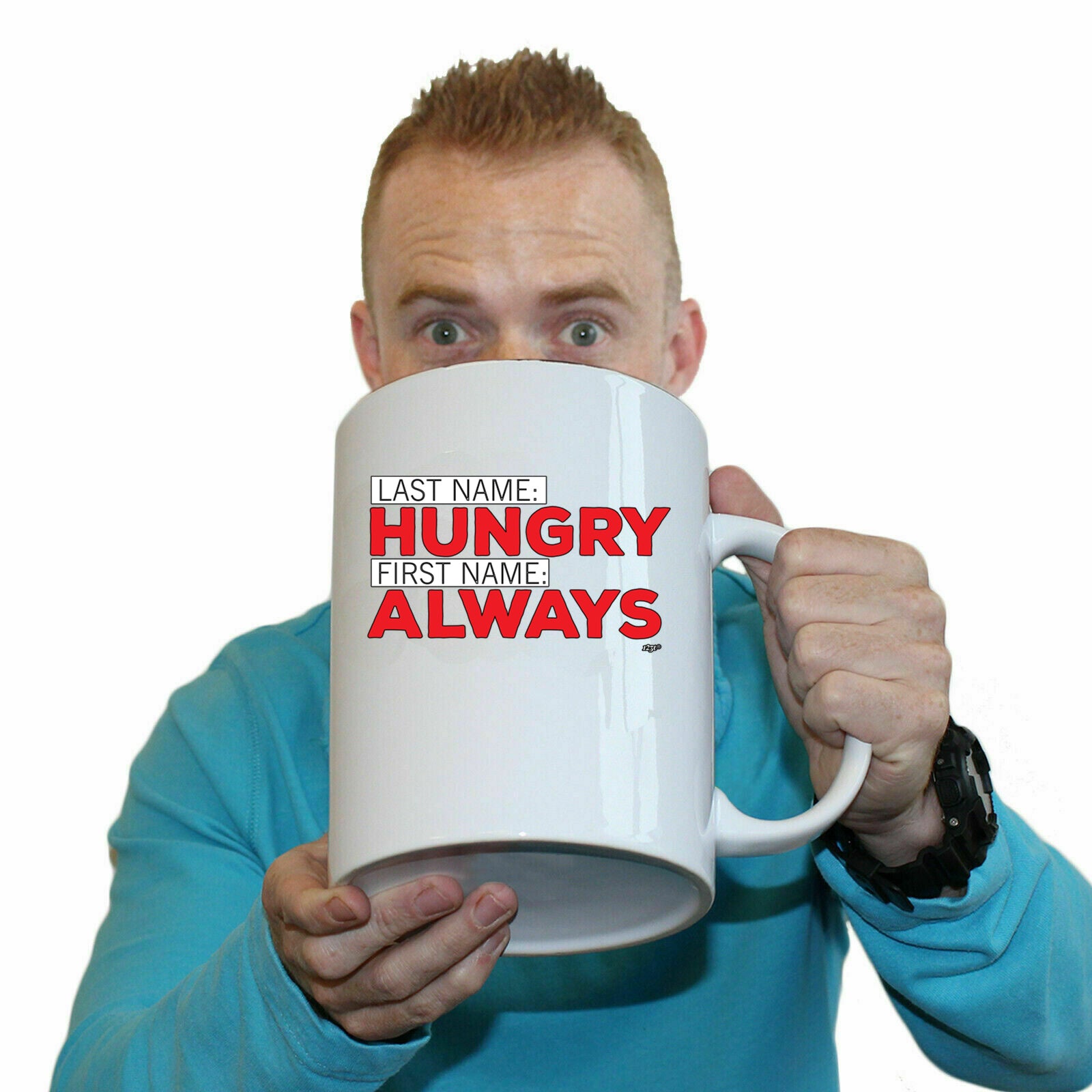 Last Name Hungry First Name Always - Funny Giant 2 Litre Mug
