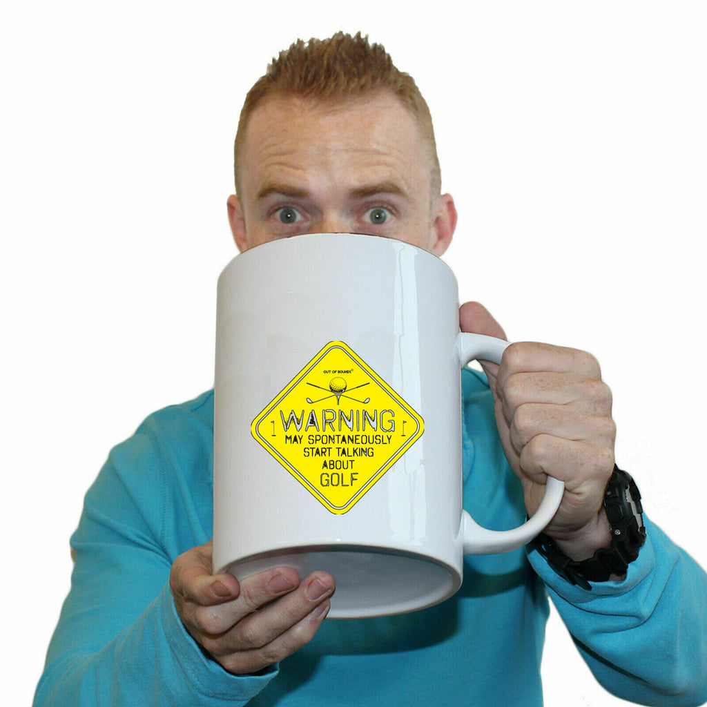 Oob Warning May Spontaneously Start Talking About Golf - Funny Giant 2 Litre Mug