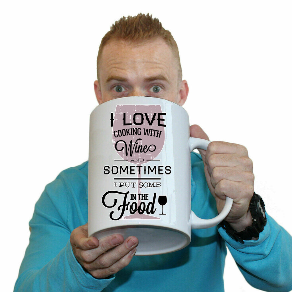 Love Cooking With Wine Alcohol Food - Funny Giant 2 Litre Mug