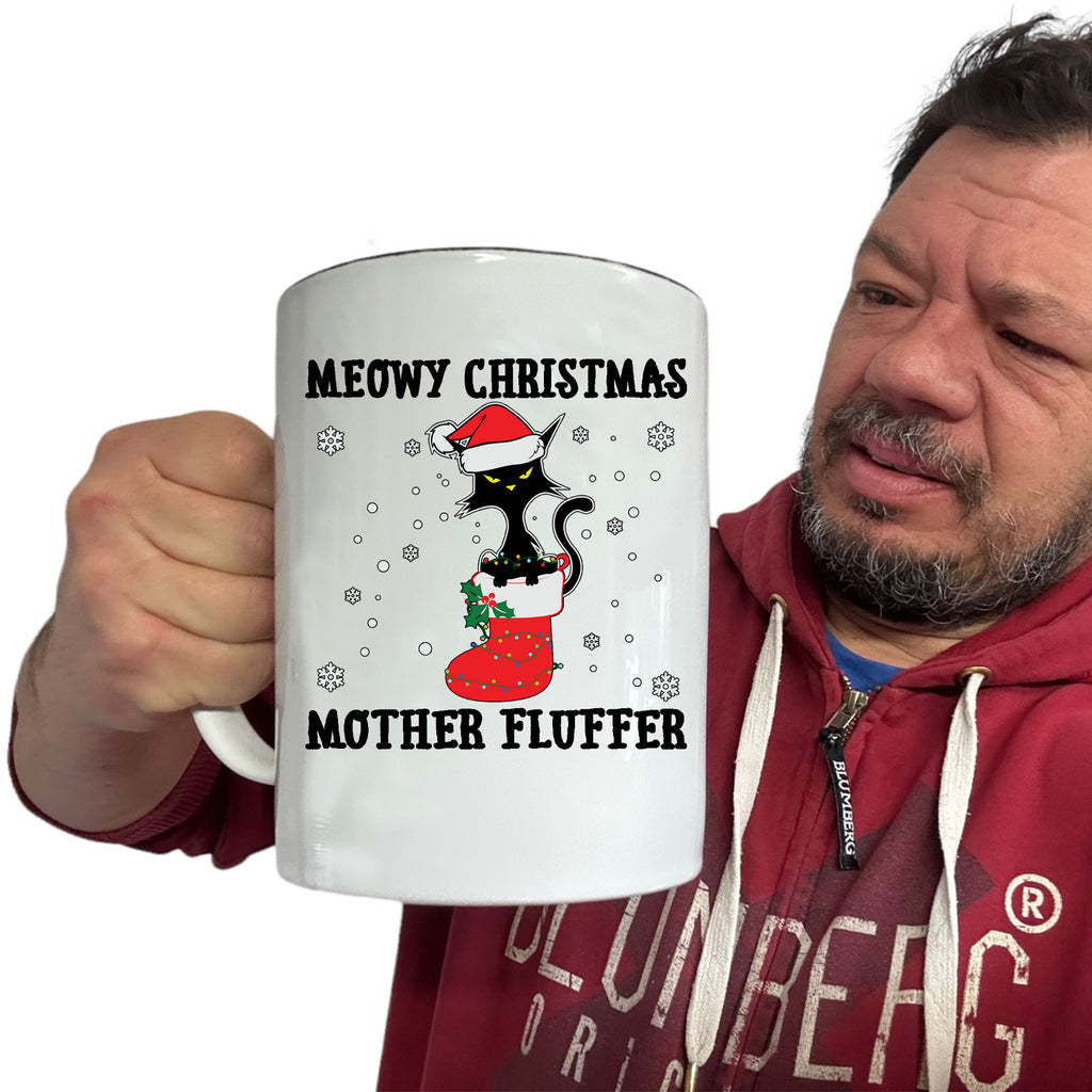 Cat Meowy Christmas Mother Fluffers Cats - Funny Giant 2 Litre Mug