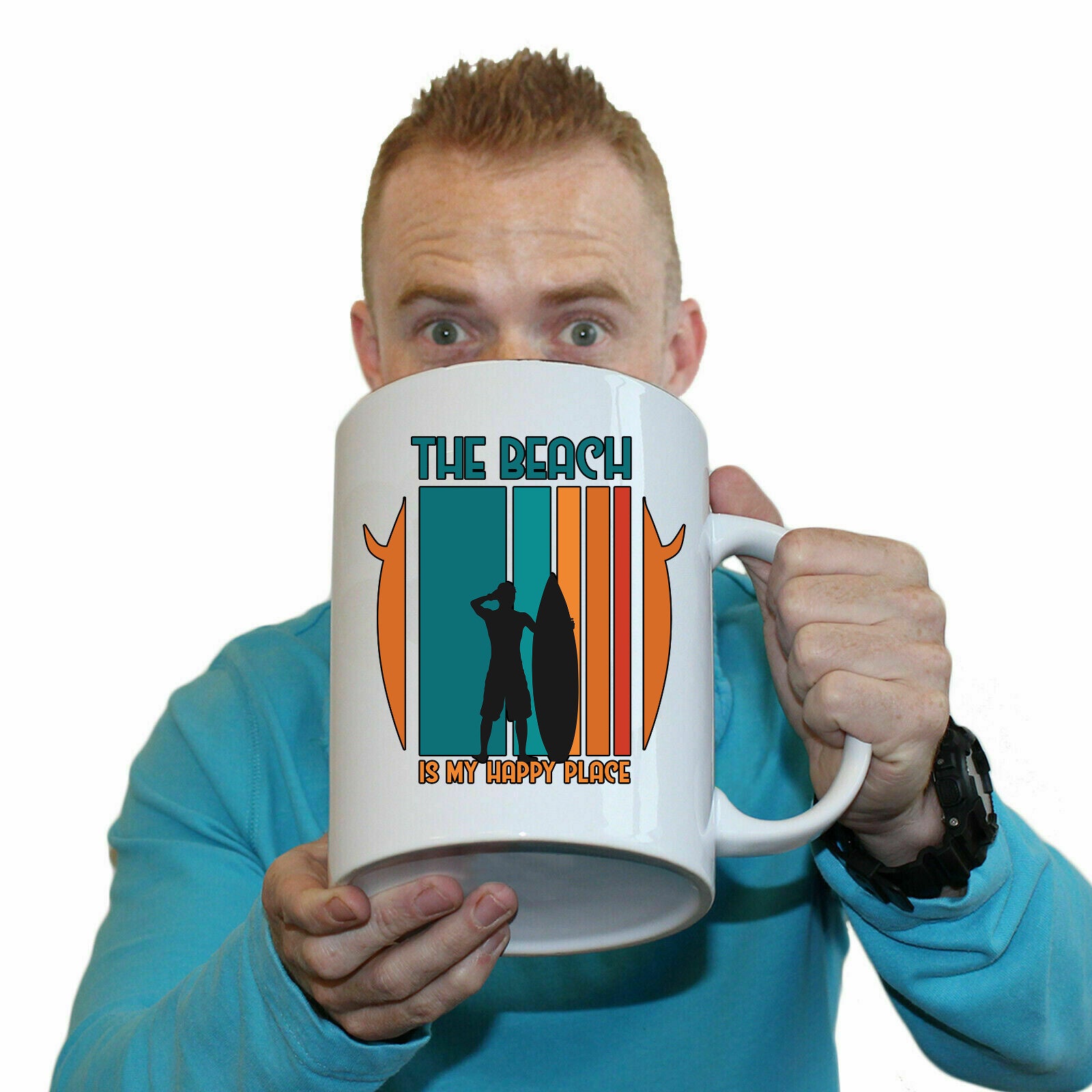 The Beach Is My Happyplace Surf Surfing - Funny Giant 2 Litre Mug