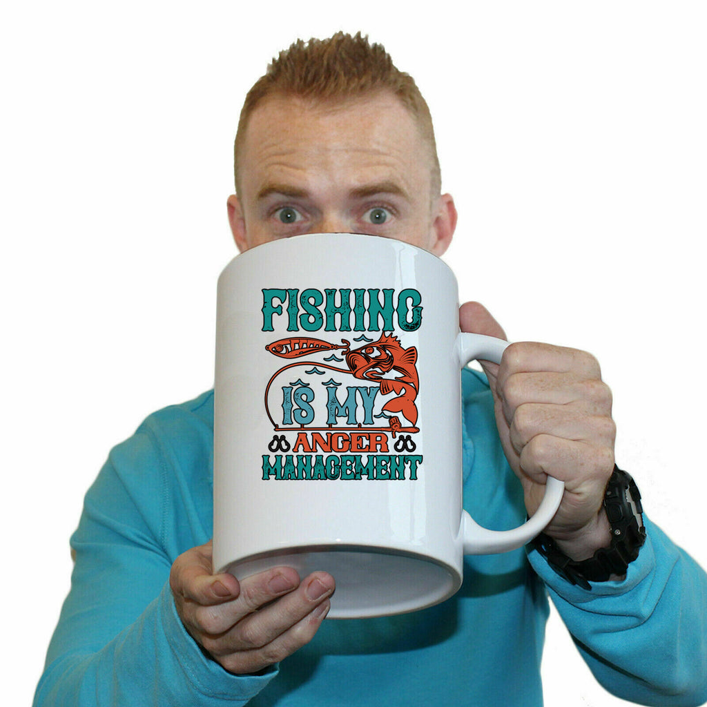 Fishing Is My Anger Management - Funny Giant 2 Litre Mug