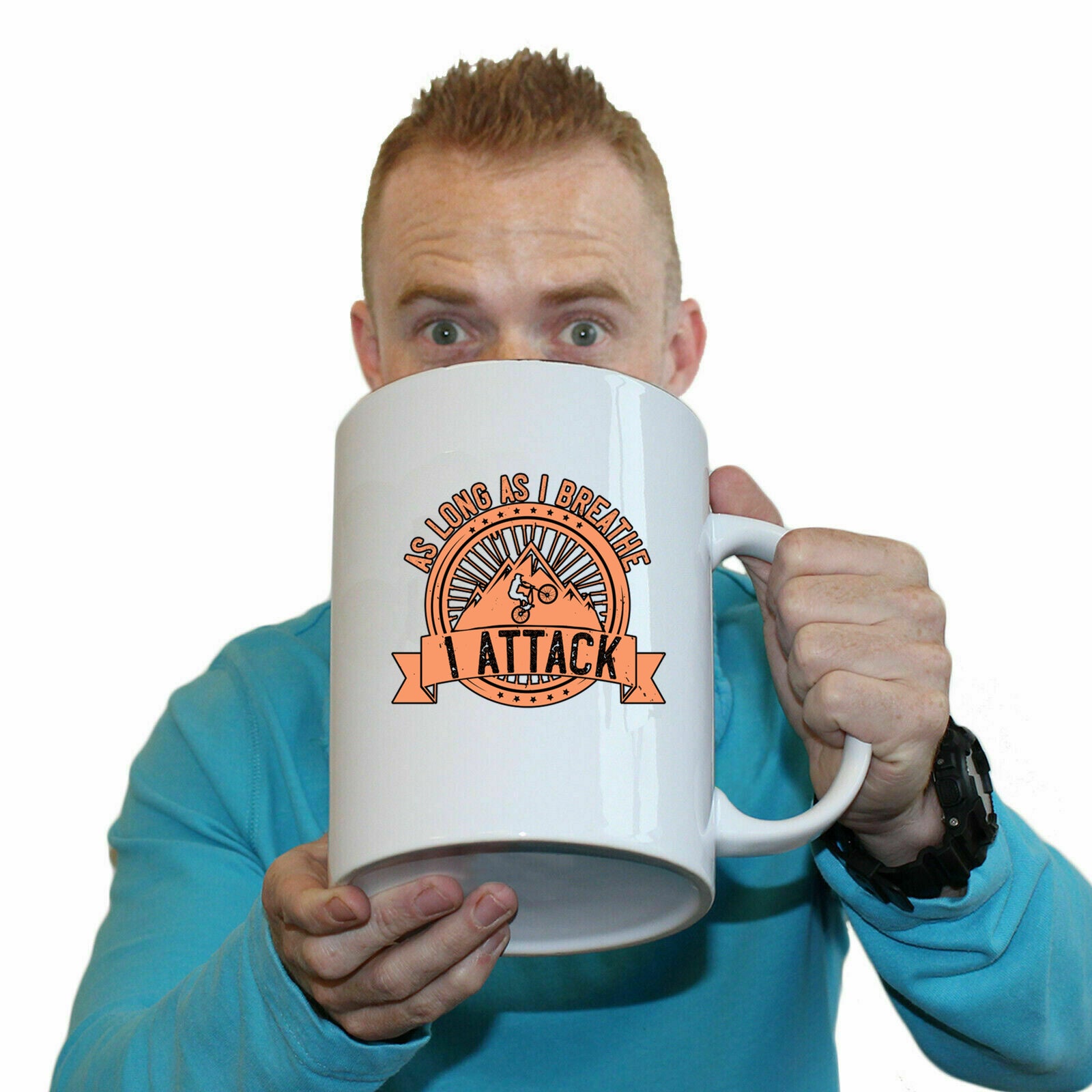 Mountain Bike As Long As I Breathe I Attack - Funny Giant 2 Litre Mug