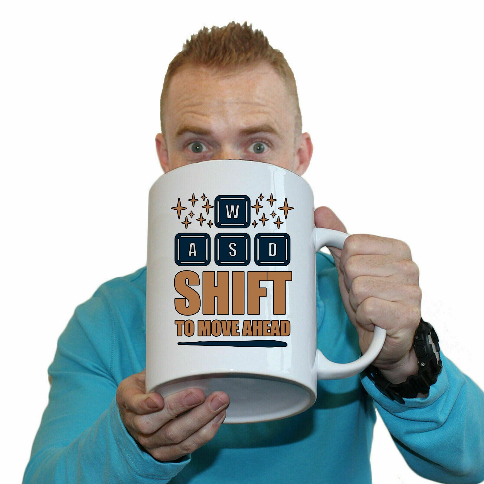 Wasd Shirt To Move Ahead - Funny Giant 2 Litre Mug