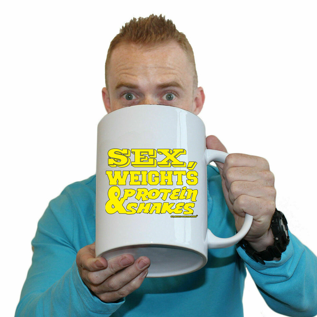 Swps Sex Weights Protein Shakes D1 Yellow - Funny Giant 2 Litre Mug