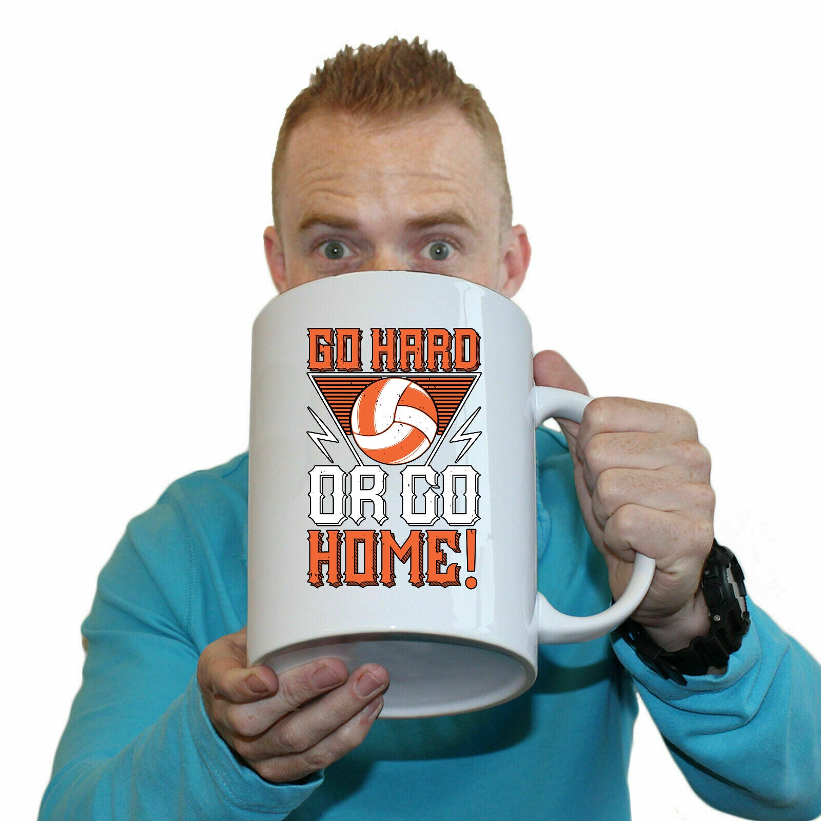 Volleyball Go Hard Or Go Home - Funny Giant 2 Litre Mug