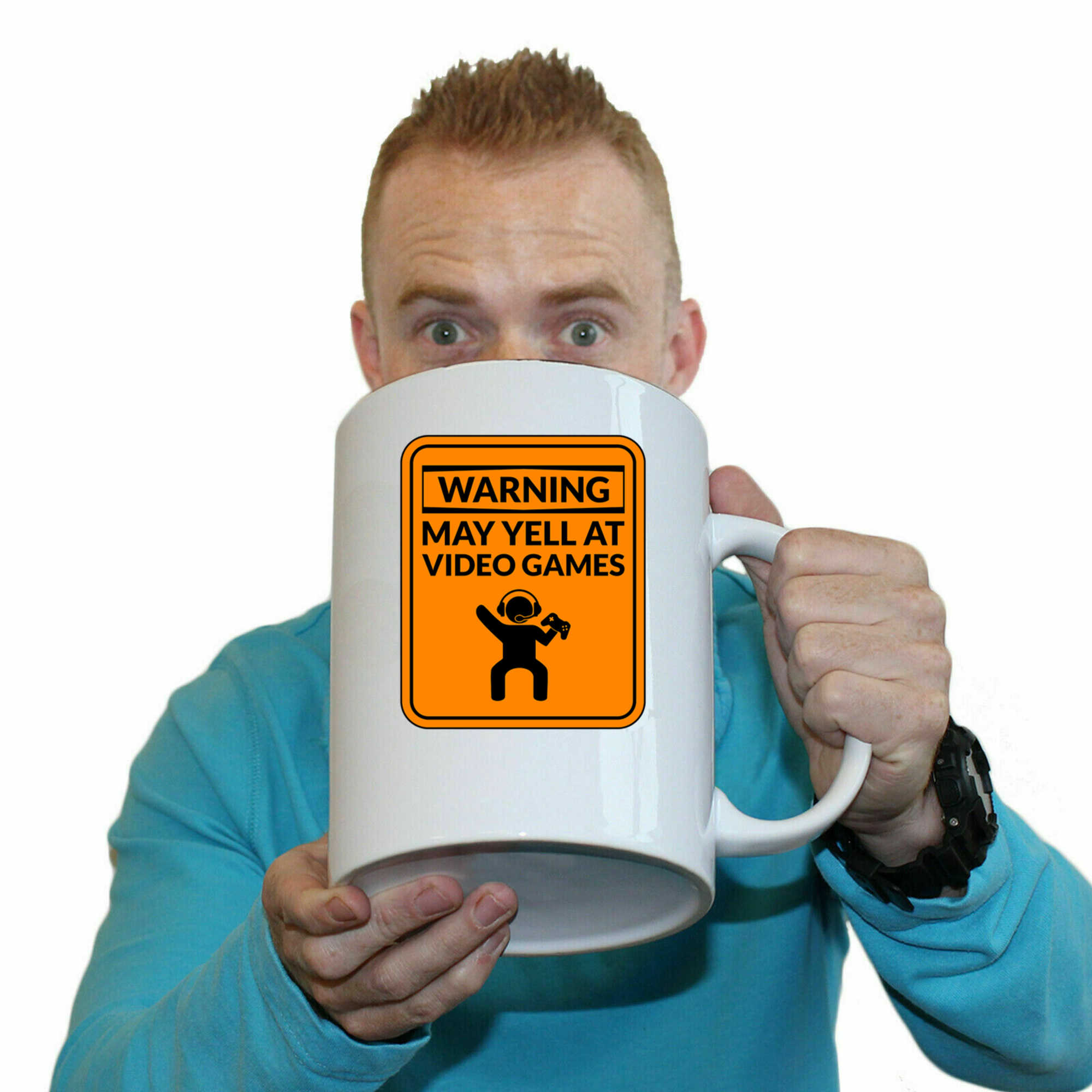 Warning May Yell At Video Games Gamer - Funny Giant 2 Litre Mug
