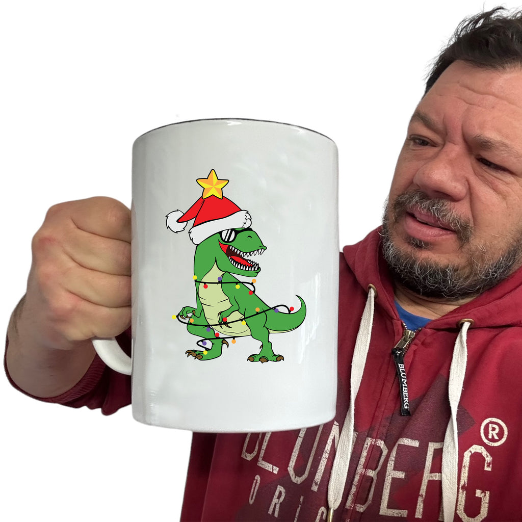 T Rex Santa Dinosaur Christmas Trex Xmas - Funny Giant 2 Litre Mug